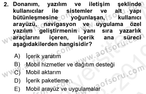 İnternet Ve Mobil Pazarlama Dersi 2018 - 2019 Yılı (Vize) Ara Sınav Soruları 2. Soru
