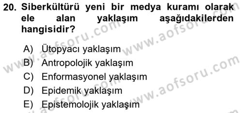 İnternet Ve Mobil Pazarlama Dersi 2018 - 2019 Yılı (Vize) Ara Sınav Soruları 20. Soru
