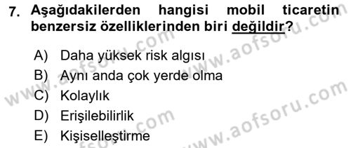 İnternet Ve Mobil Pazarlama Dersi 2018 - 2019 Yılı (Vize) Ara Sınav Soruları 7. Soru