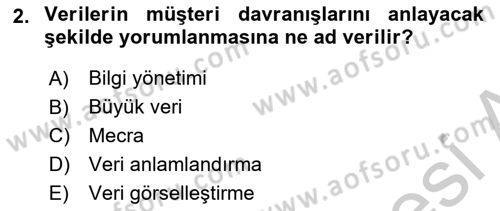 İnternet Ve Mobil Pazarlama Dersi 2018 - 2019 Yılı Yaz Okulu Sınav Soruları 2. Soru