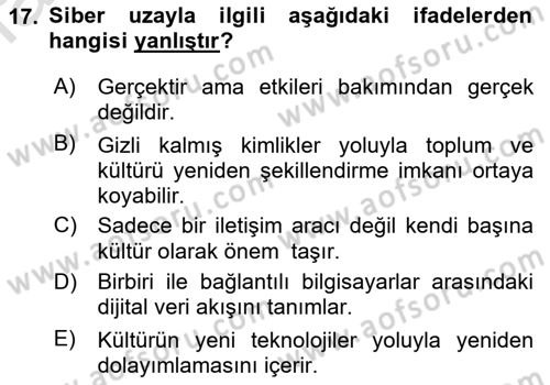 İnternet Ve Mobil Pazarlama Dersi 2019 - 2020 Yılı (Vize) Ara Sınav Soruları 17. Soru