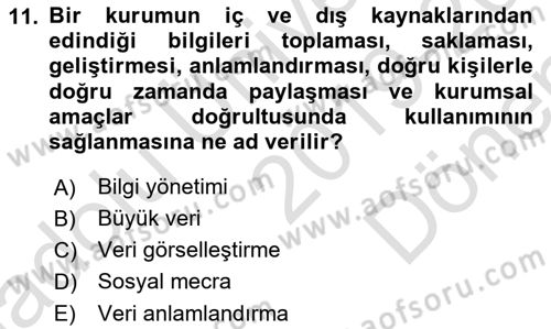 İnternet Ve Mobil Pazarlama Dersi 2019 - 2020 Yılı (Final) Dönem Sonu Sınav Soruları 11. Soru
