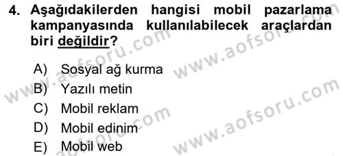 İnternet Ve Mobil Pazarlama Dersi 2019 - 2020 Yılı (Final) Dönem Sonu Sınav Soruları 4. Soru
