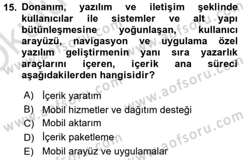 İnternet Ve Mobil Pazarlama Dersi 2020 - 2021 Yılı Yaz Okulu Sınav Soruları 15. Soru