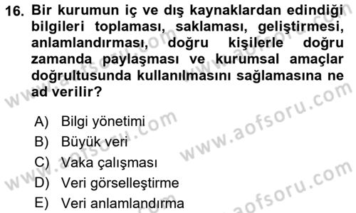 İnternet Ve Mobil Pazarlama Dersi 2020 - 2021 Yılı Yaz Okulu Sınav Soruları 16. Soru
