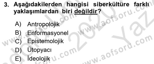 İnternet Ve Mobil Pazarlama Dersi 2020 - 2021 Yılı Yaz Okulu Sınav Soruları 3. Soru