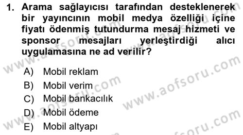 İnternet Ve Mobil Pazarlama Dersi 2021 - 2022 Yılı (Vize) Ara Sınav Soruları 1. Soru