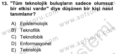 İnternet Ve Mobil Pazarlama Dersi 2021 - 2022 Yılı (Vize) Ara Sınav Soruları 13. Soru