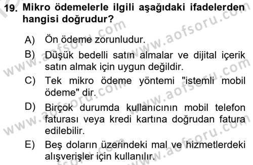 İnternet Ve Mobil Pazarlama Dersi 2021 - 2022 Yılı (Vize) Ara Sınav Soruları 19. Soru