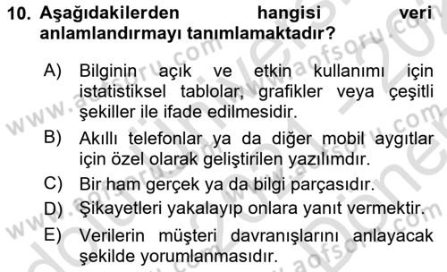 İnternet Ve Mobil Pazarlama Dersi 2021 - 2022 Yılı (Final) Dönem Sonu Sınav Soruları 10. Soru