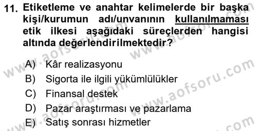 İnternet Ve Mobil Pazarlama Dersi 2021 - 2022 Yılı (Final) Dönem Sonu Sınav Soruları 11. Soru