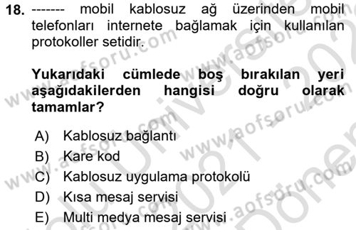 İnternet Ve Mobil Pazarlama Dersi 2021 - 2022 Yılı (Final) Dönem Sonu Sınav Soruları 18. Soru