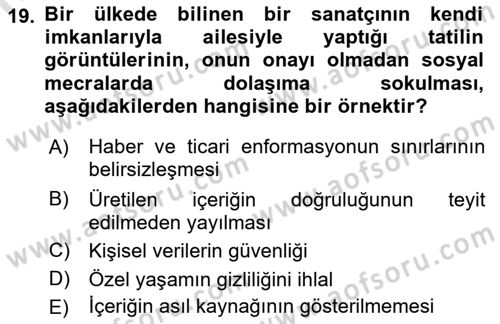 İnternet Ve Mobil Pazarlama Dersi 2021 - 2022 Yılı (Final) Dönem Sonu Sınav Soruları 19. Soru