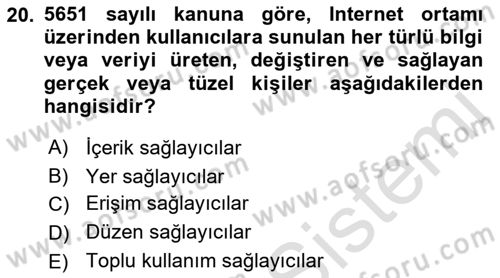 İnternet Ve Mobil Pazarlama Dersi 2021 - 2022 Yılı (Final) Dönem Sonu Sınav Soruları 20. Soru