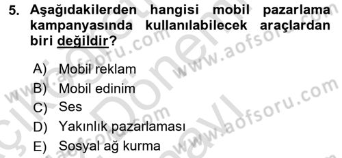 İnternet Ve Mobil Pazarlama Dersi 2021 - 2022 Yılı (Final) Dönem Sonu Sınav Soruları 5. Soru