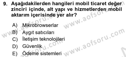 İnternet Ve Mobil Pazarlama Dersi 2021 - 2022 Yılı (Final) Dönem Sonu Sınav Soruları 9. Soru