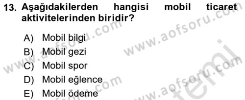 İnternet Ve Mobil Pazarlama Dersi 2021 - 2022 Yılı Yaz Okulu Sınav Soruları 13. Soru