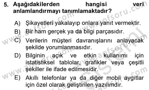 İnternet Ve Mobil Pazarlama Dersi 2021 - 2022 Yılı Yaz Okulu Sınav Soruları 5. Soru