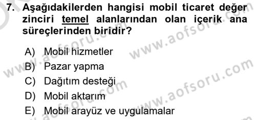 İnternet Ve Mobil Pazarlama Dersi 2021 - 2022 Yılı Yaz Okulu Sınav Soruları 7. Soru