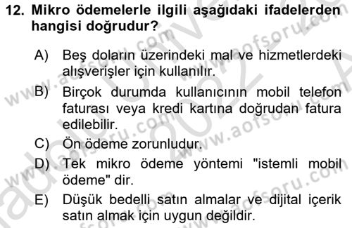 İnternet Ve Mobil Pazarlama Dersi 2022 - 2023 Yılı (Vize) Ara Sınav Soruları 12. Soru