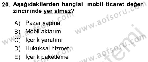 İnternet Ve Mobil Pazarlama Dersi 2022 - 2023 Yılı (Vize) Ara Sınav Soruları 20. Soru