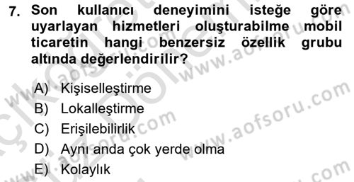 İnternet Ve Mobil Pazarlama Dersi 2022 - 2023 Yılı (Vize) Ara Sınav Soruları 7. Soru