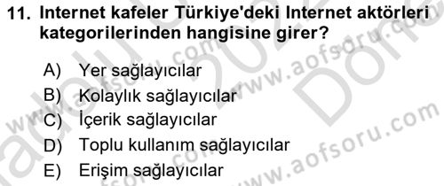 İnternet Ve Mobil Pazarlama Dersi 2022 - 2023 Yılı (Final) Dönem Sonu Sınav Soruları 11. Soru