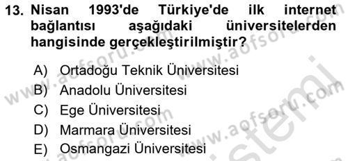 İnternet Ve Mobil Pazarlama Dersi 2022 - 2023 Yılı (Final) Dönem Sonu Sınav Soruları 13. Soru