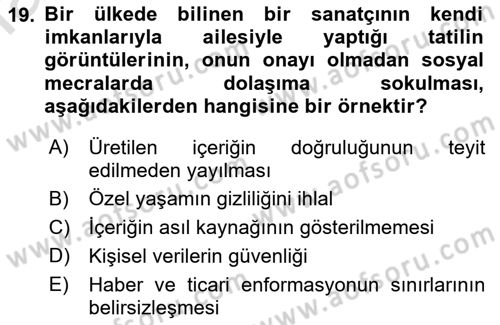 İnternet Ve Mobil Pazarlama Dersi 2022 - 2023 Yılı (Final) Dönem Sonu Sınav Soruları 19. Soru