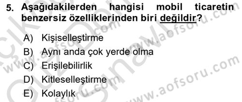 İnternet Ve Mobil Pazarlama Dersi 2022 - 2023 Yılı (Final) Dönem Sonu Sınav Soruları 5. Soru