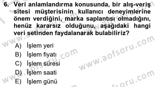 İnternet Ve Mobil Pazarlama Dersi 2022 - 2023 Yılı (Final) Dönem Sonu Sınav Soruları 6. Soru