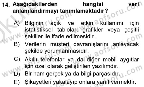 İnternet Ve Mobil Pazarlama Dersi 2022 - 2023 Yılı Yaz Okulu Sınav Soruları 14. Soru