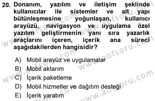 İnternet Ve Mobil Pazarlama Dersi 2022 - 2023 Yılı Yaz Okulu Sınav Soruları 20. Soru