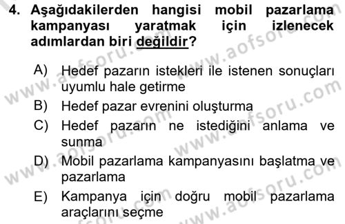İnternet Ve Mobil Pazarlama Dersi 2022 - 2023 Yılı Yaz Okulu Sınav Soruları 4. Soru