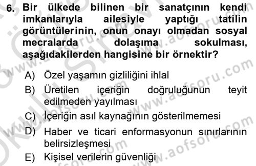 İnternet Ve Mobil Pazarlama Dersi 2022 - 2023 Yılı Yaz Okulu Sınav Soruları 6. Soru