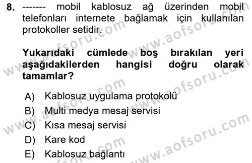 İnternet Ve Mobil Pazarlama Dersi 2022 - 2023 Yılı Yaz Okulu Sınav Soruları 8. Soru