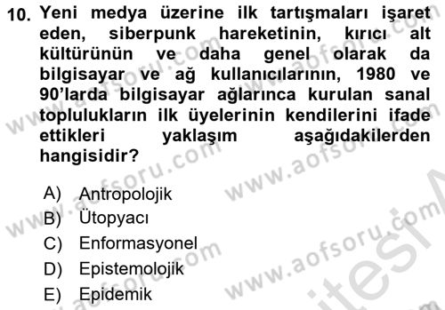 İnternet Ve Mobil Pazarlama Dersi 2023 - 2024 Yılı (Vize) Ara Sınav Soruları 10. Soru