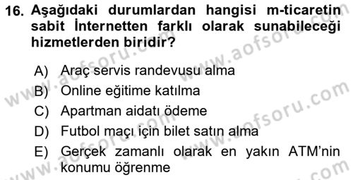 İnternet Ve Mobil Pazarlama Dersi 2023 - 2024 Yılı (Vize) Ara Sınav Soruları 16. Soru