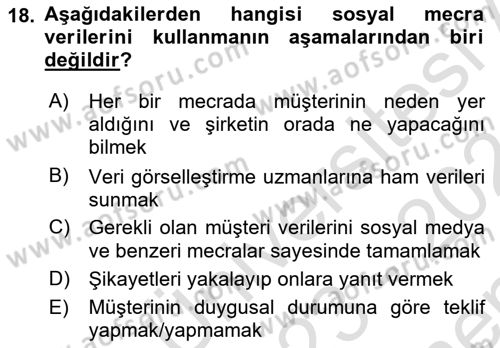 İnternet Ve Mobil Pazarlama Dersi 2023 - 2024 Yılı (Final) Dönem Sonu Sınav Soruları 18. Soru