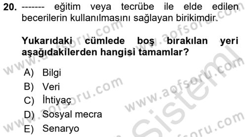 İnternet Ve Mobil Pazarlama Dersi 2023 - 2024 Yılı (Final) Dönem Sonu Sınav Soruları 20. Soru