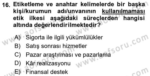 İnternet Ve Mobil Pazarlama Dersi 2023 - 2024 Yılı Yaz Okulu Sınav Soruları 16. Soru
