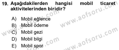 İnternet Ve Mobil Pazarlama Dersi 2023 - 2024 Yılı Yaz Okulu Sınav Soruları 19. Soru