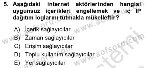 İnternet Ve Mobil Pazarlama Dersi 2023 - 2024 Yılı Yaz Okulu Sınav Soruları 5. Soru