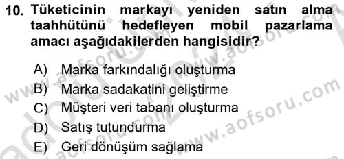 İnternet Ve Mobil Pazarlama Dersi 2024 - 2025 Yılı (Vize) Ara Sınav Soruları 10. Soru