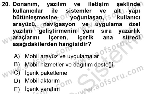 İnternet Ve Mobil Pazarlama Dersi 2024 - 2025 Yılı (Vize) Ara Sınav Soruları 20. Soru