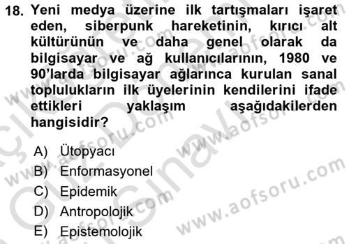 İnternet Ve Mobil Pazarlama Dersi 2024 - 2025 Yılı (Final) Dönem Sonu Sınav Soruları 18. Soru