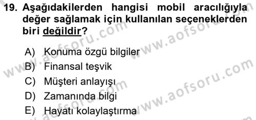 İnternet Ve Mobil Pazarlama Dersi 2024 - 2025 Yılı (Final) Dönem Sonu Sınav Soruları 19. Soru