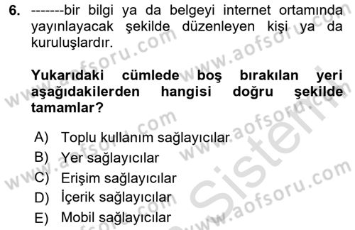 İnternet Ve Mobil Pazarlama Dersi 2024 - 2025 Yılı (Final) Dönem Sonu Sınav Soruları 6. Soru