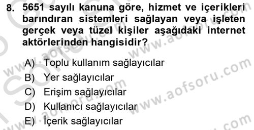 İnternet Ve Mobil Pazarlama Dersi 2024 - 2025 Yılı (Final) Dönem Sonu Sınav Soruları 8. Soru