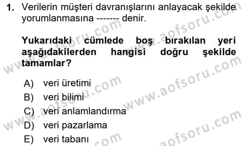 İnternet Ve Mobil Pazarlama Dersi 2024 - 2025 Yılı Yaz Okulu Sınav Soruları 1. Soru